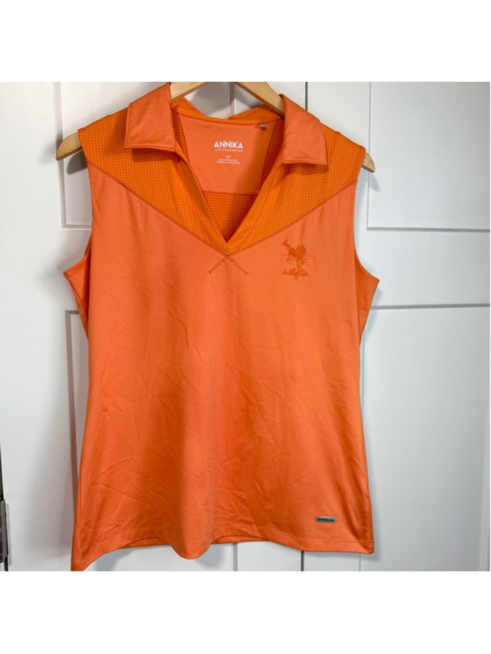 Cutter & Buck Annika Orange Sleeveless Polo golf Shirt size Medium